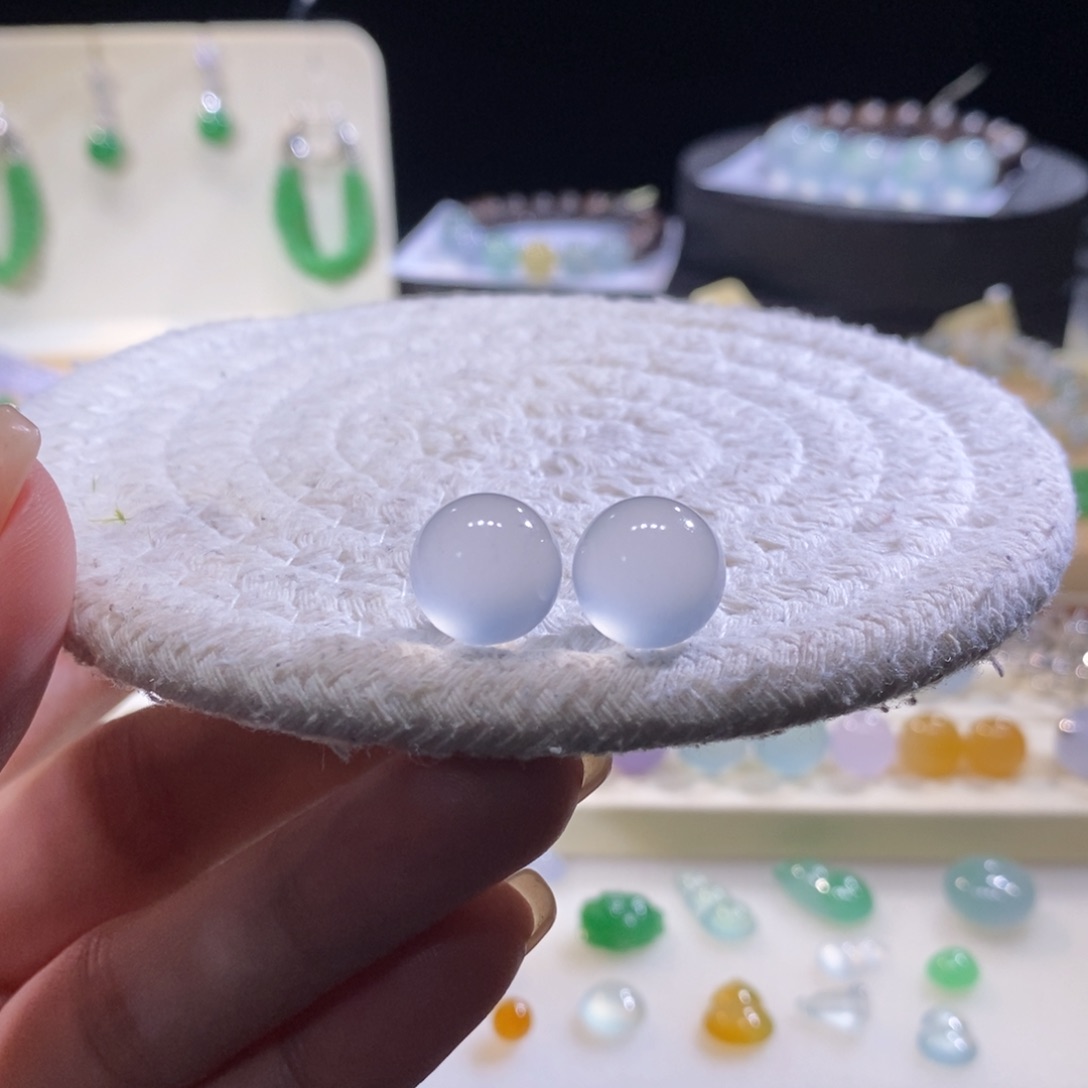 翡翠未镶嵌颈饰高冰白月光卡12