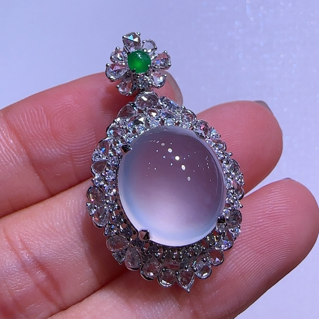 翡翠吊坠(不含链)18K金镶嵌吊坠