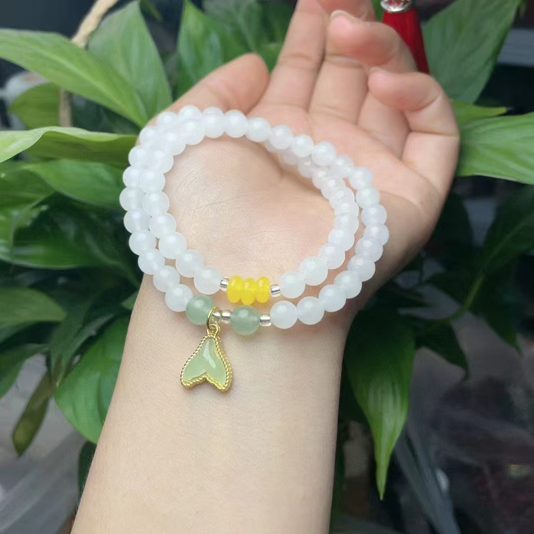 925银银制品 【余味】天然金丝玉手串双圈简约百搭 多样性发其一