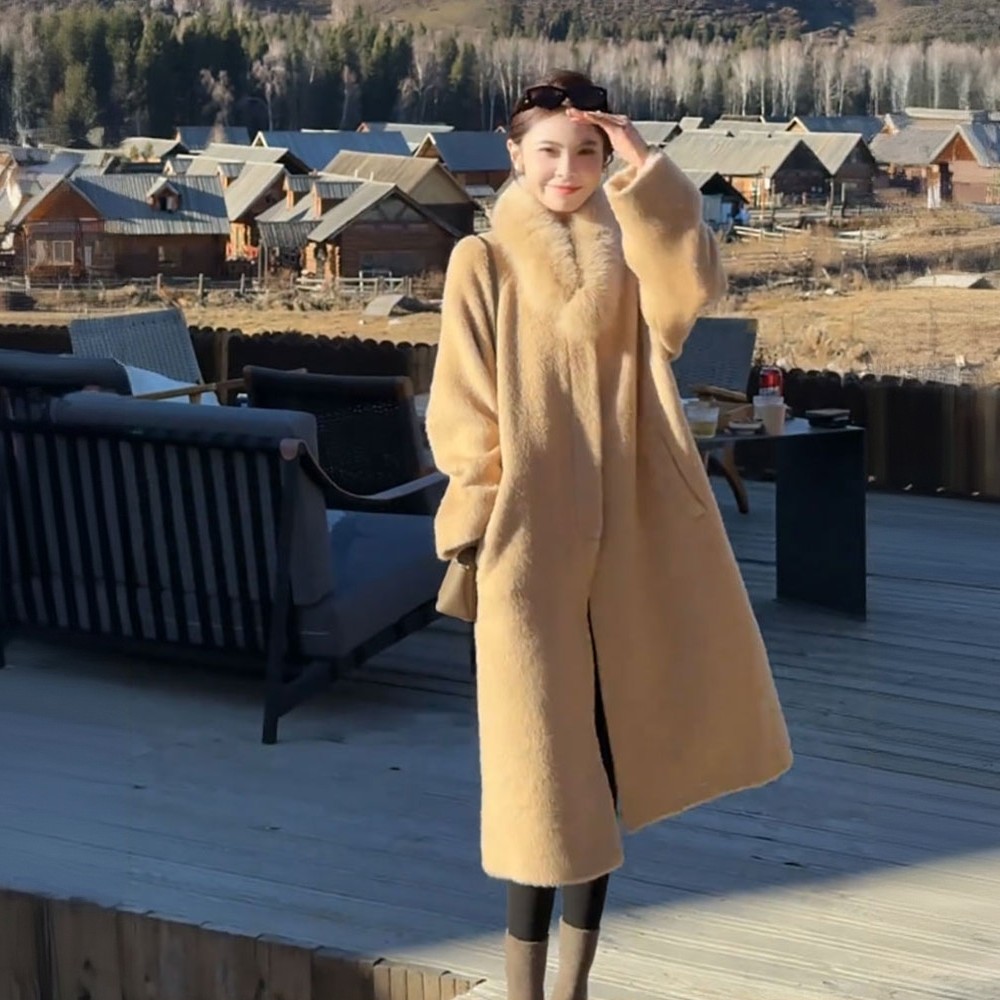 赫本风大毛领呢子大衣女2026年冬季新款加厚小个子中长款毛呢外套