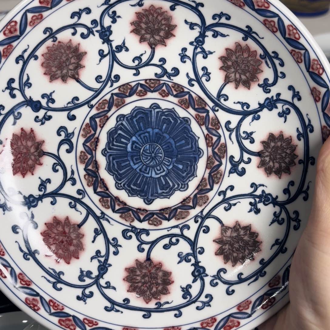 青花釉里红 轻微反黑