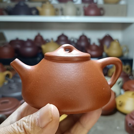 紫砂茶壶原矿红降坡子冶石瓢220cc半手工