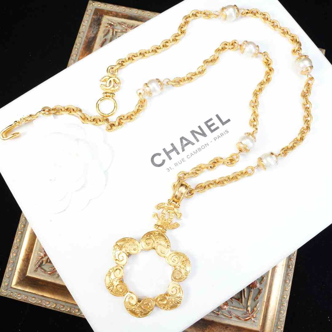 95新 Chanel/香奈儿 柚礼中古/香奈儿葡萄藤放大镜项链cg508200