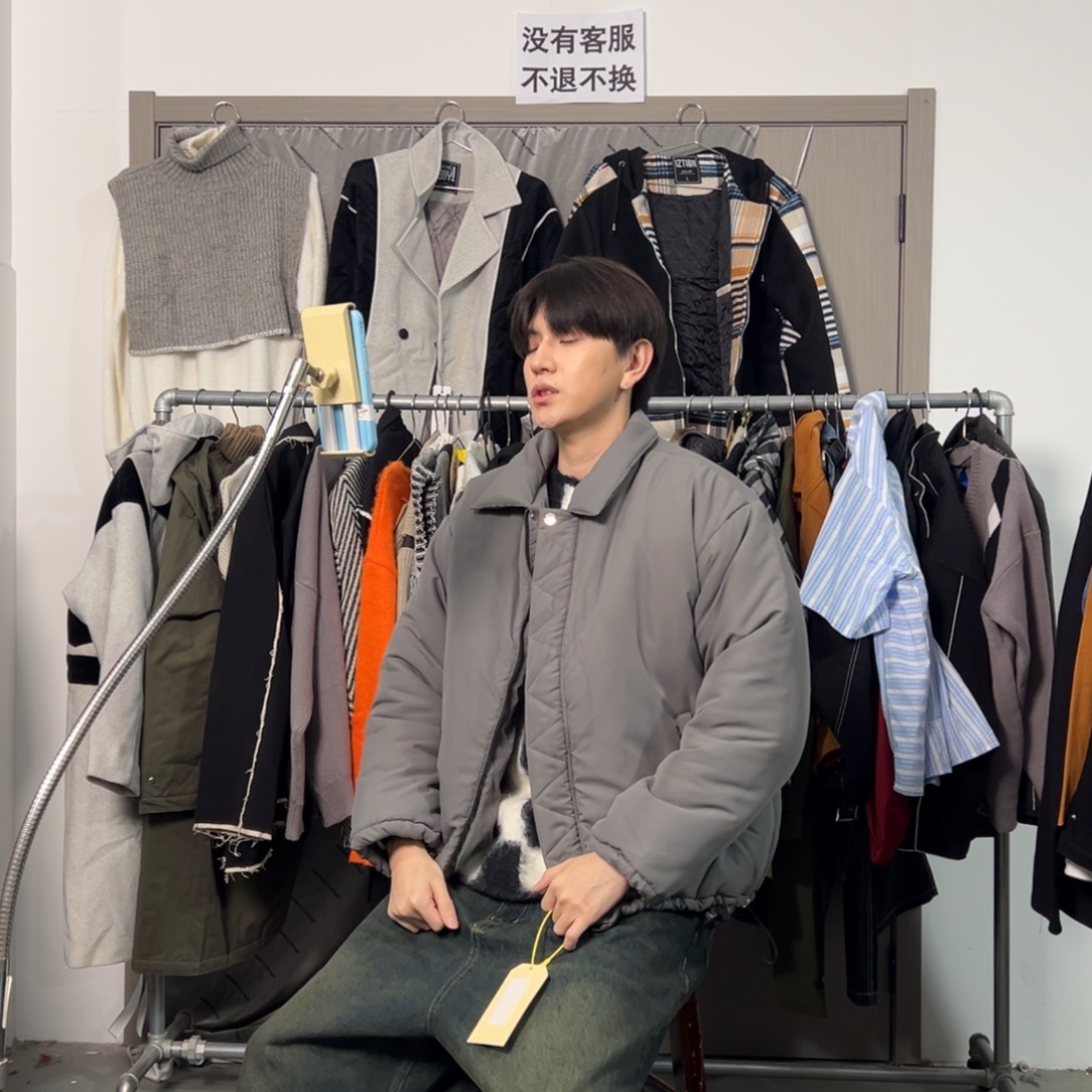 潮流时尚灰色棉服xl码