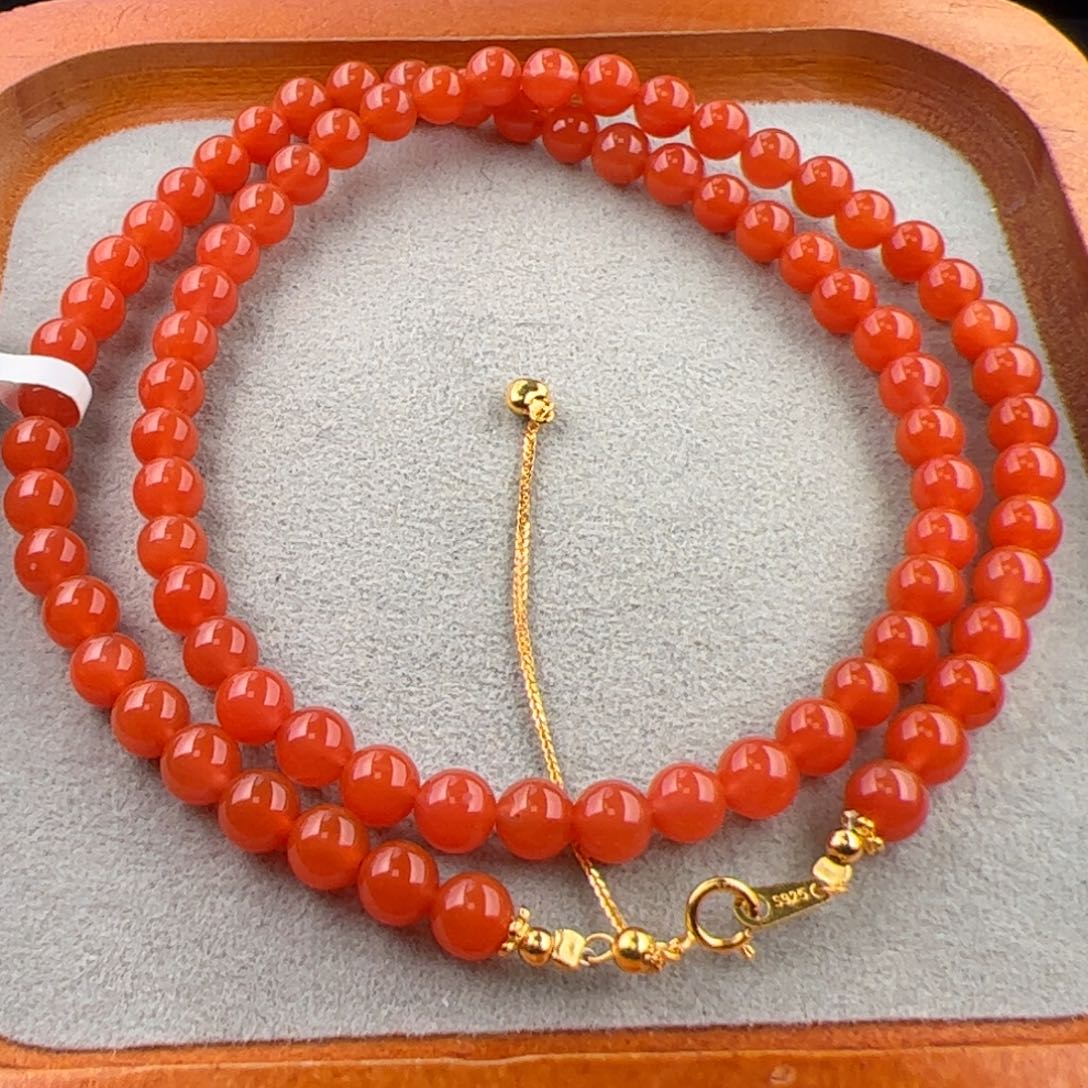 南红玛瑙（保山杨柳料项链5.5+）银S925镶嵌