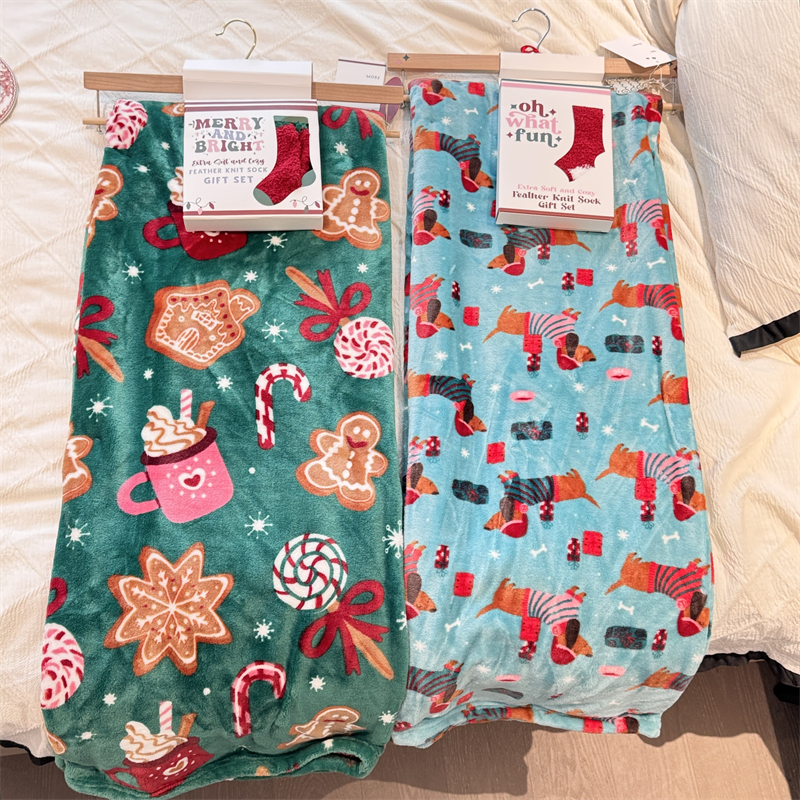 圣诞节主题加厚法兰绒毛毯127x178cm