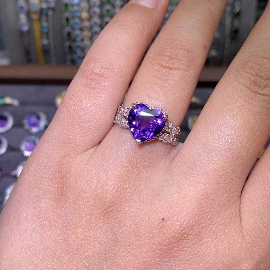 紫晶戒指银S925镶嵌57888