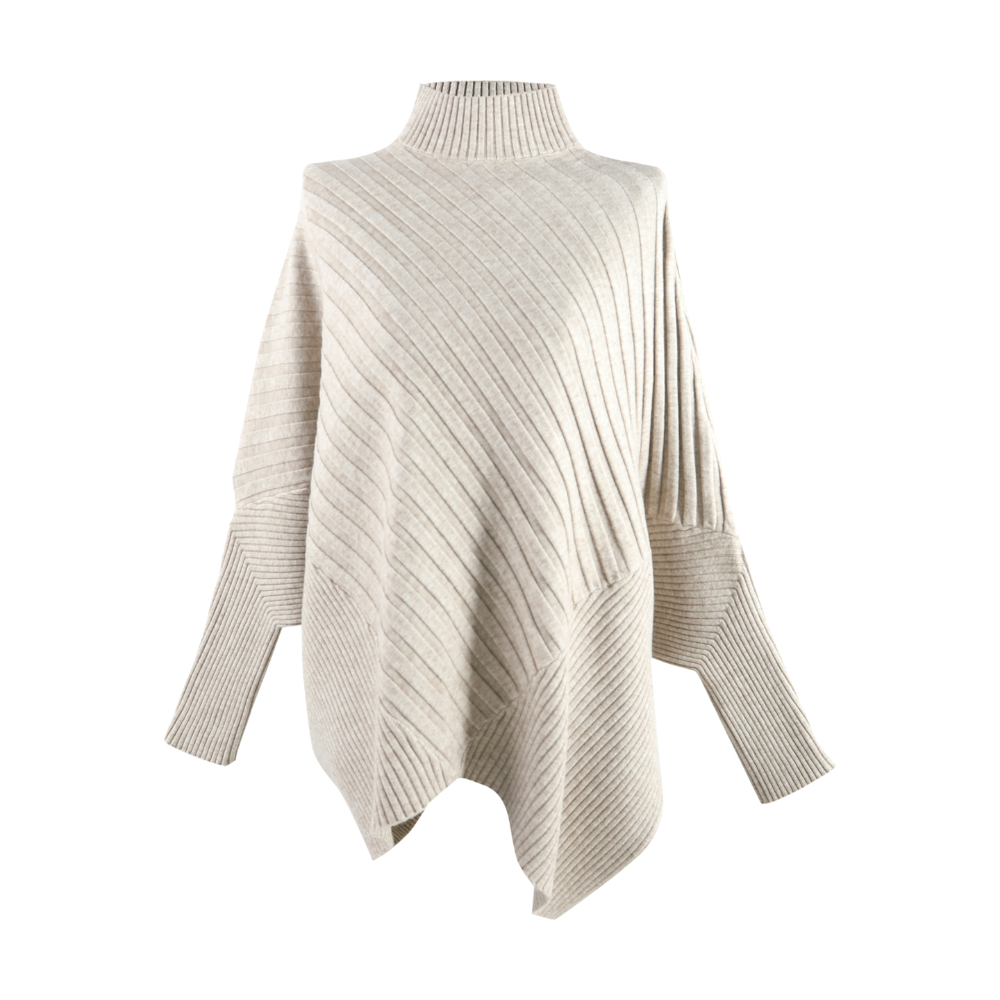 DENGDAHA「大哈」设计感不规则下摆半高领针织衫上衣HBZXW918284