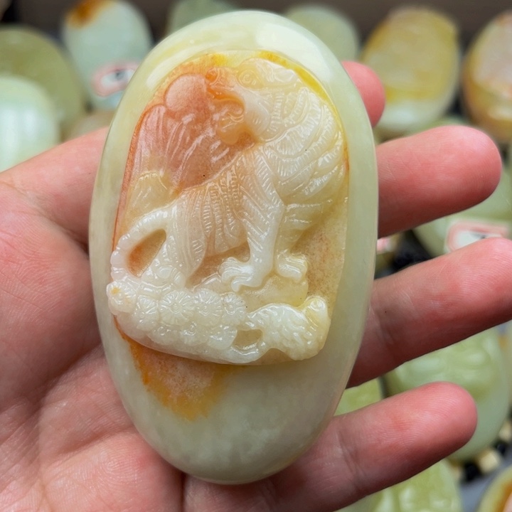 石材方解石手把件