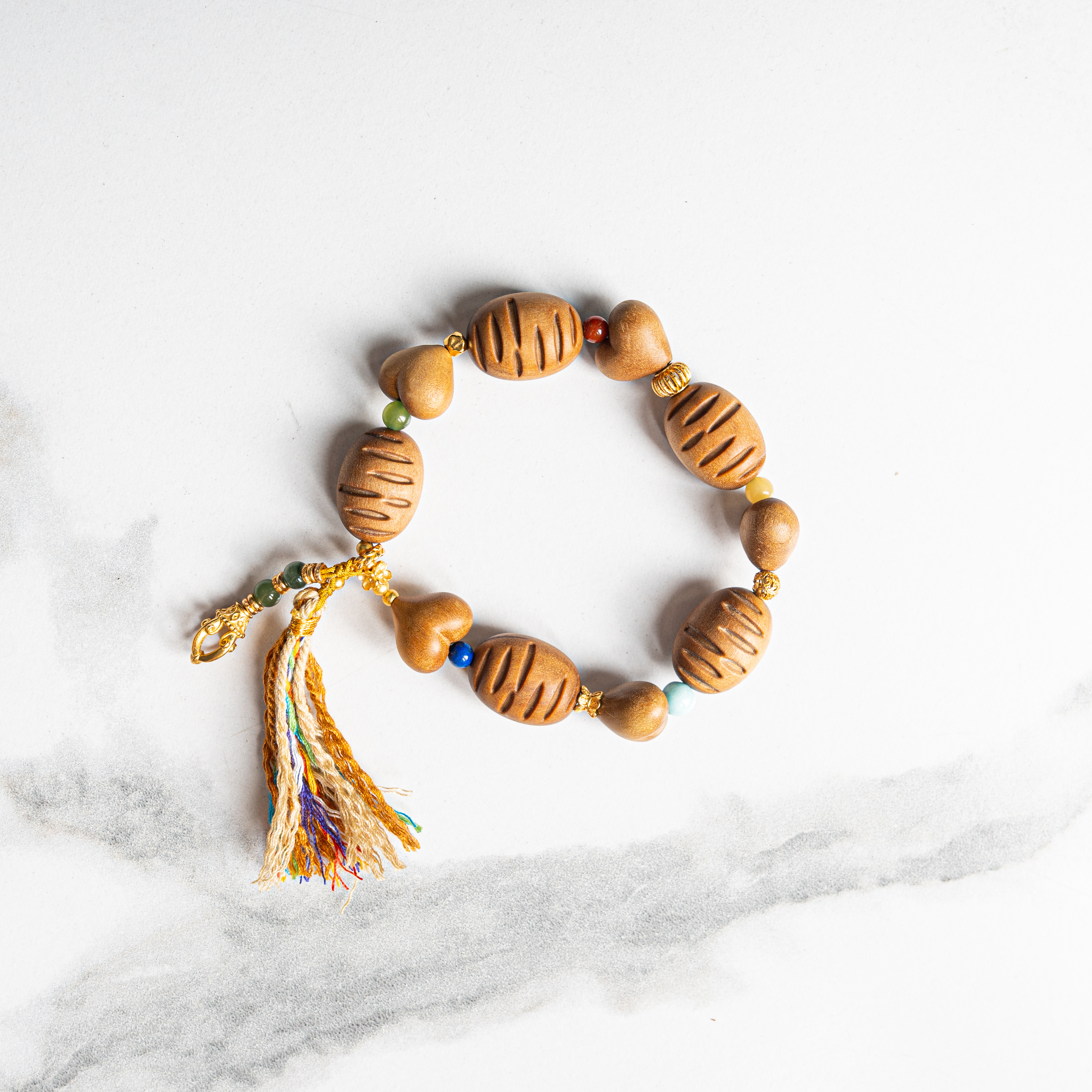 【仙游非遗】老山檀木面包爱心手串