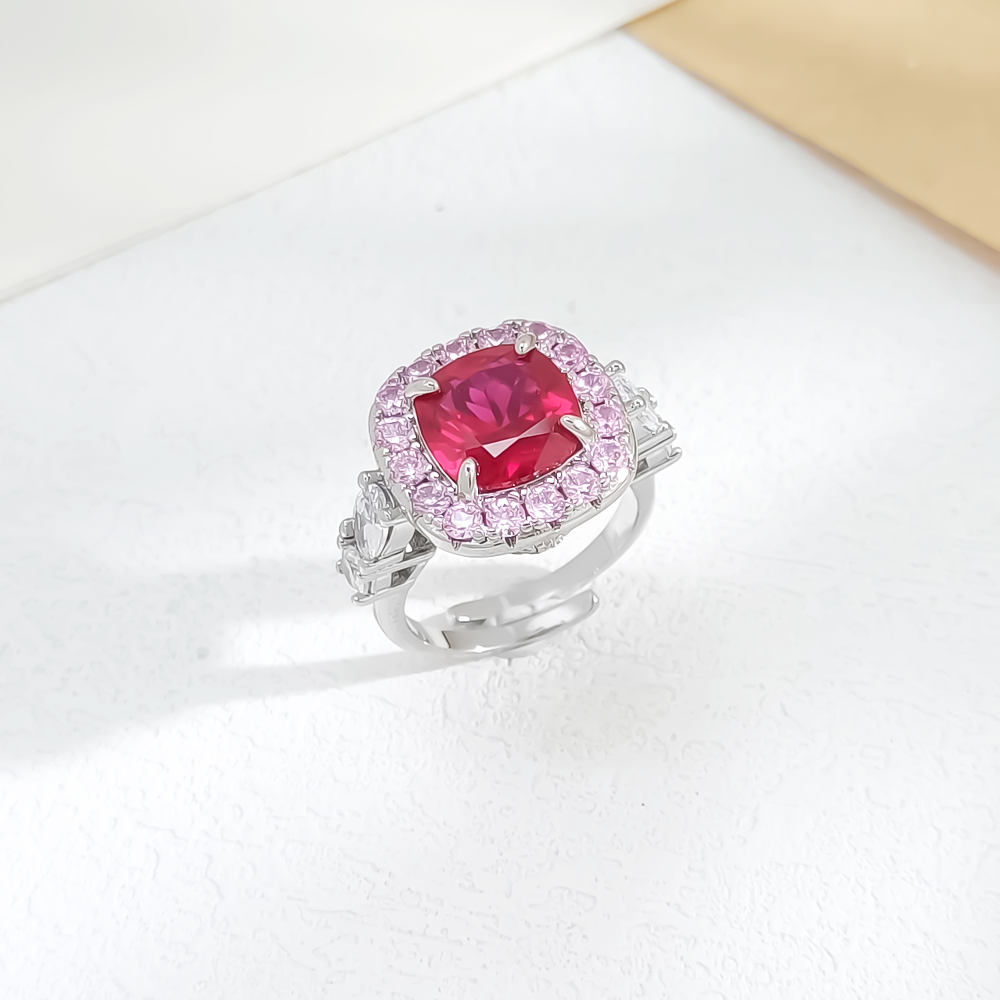 铜合金合成锆石戒指 VWJC-010004【烈日红霞】戒指轻奢精致小众