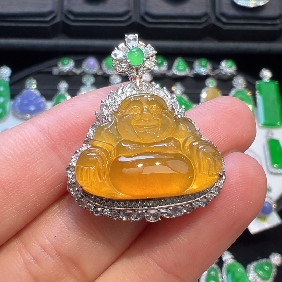 翡翠吊坠(不含链)18K金镶嵌灵*后收到货48小时鉴赏期