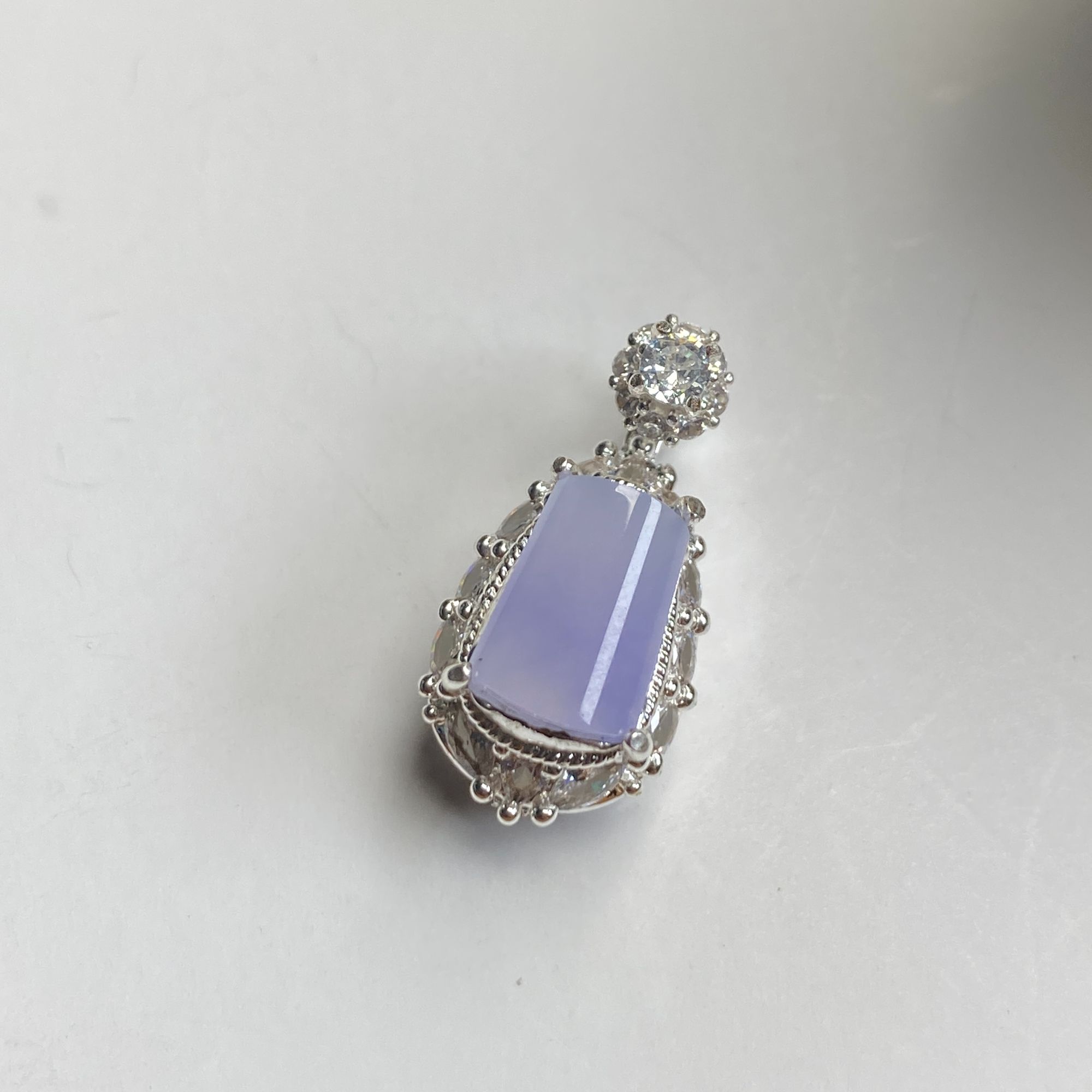 1221（小月源头）冰种翡翠紫罗兰铜托无事牌吊坠干净肉细荧光足