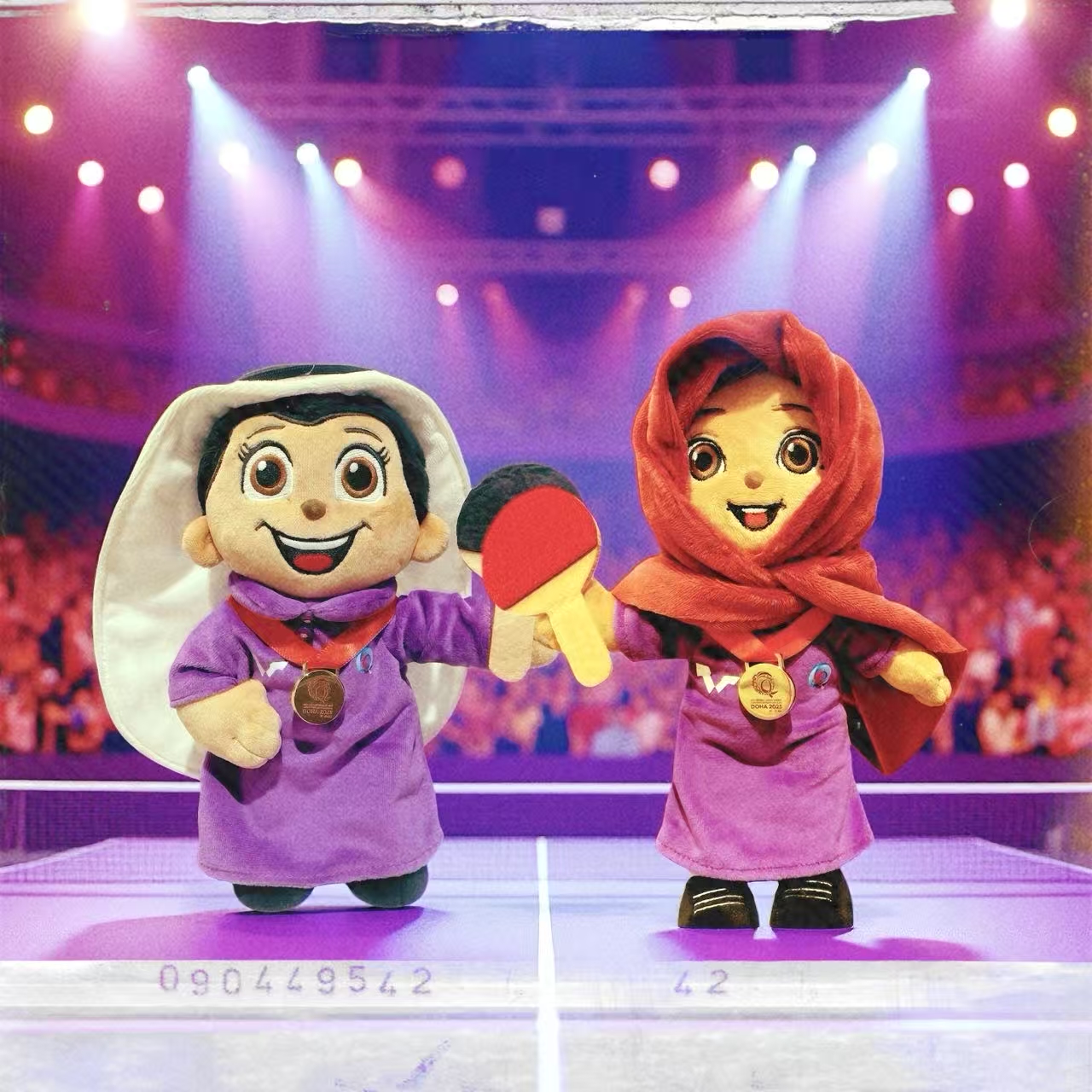 【官方正品】 WTT与多哈世乒赛联名款毛绒吉祥物