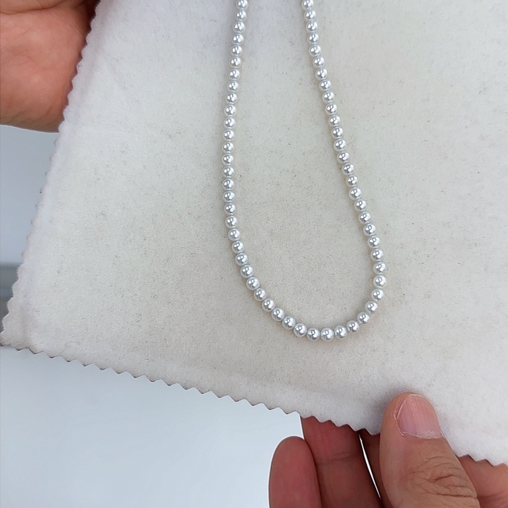 淡水珍珠颈饰银S925镶嵌4-5无核极光镜面冷白正圆无暇