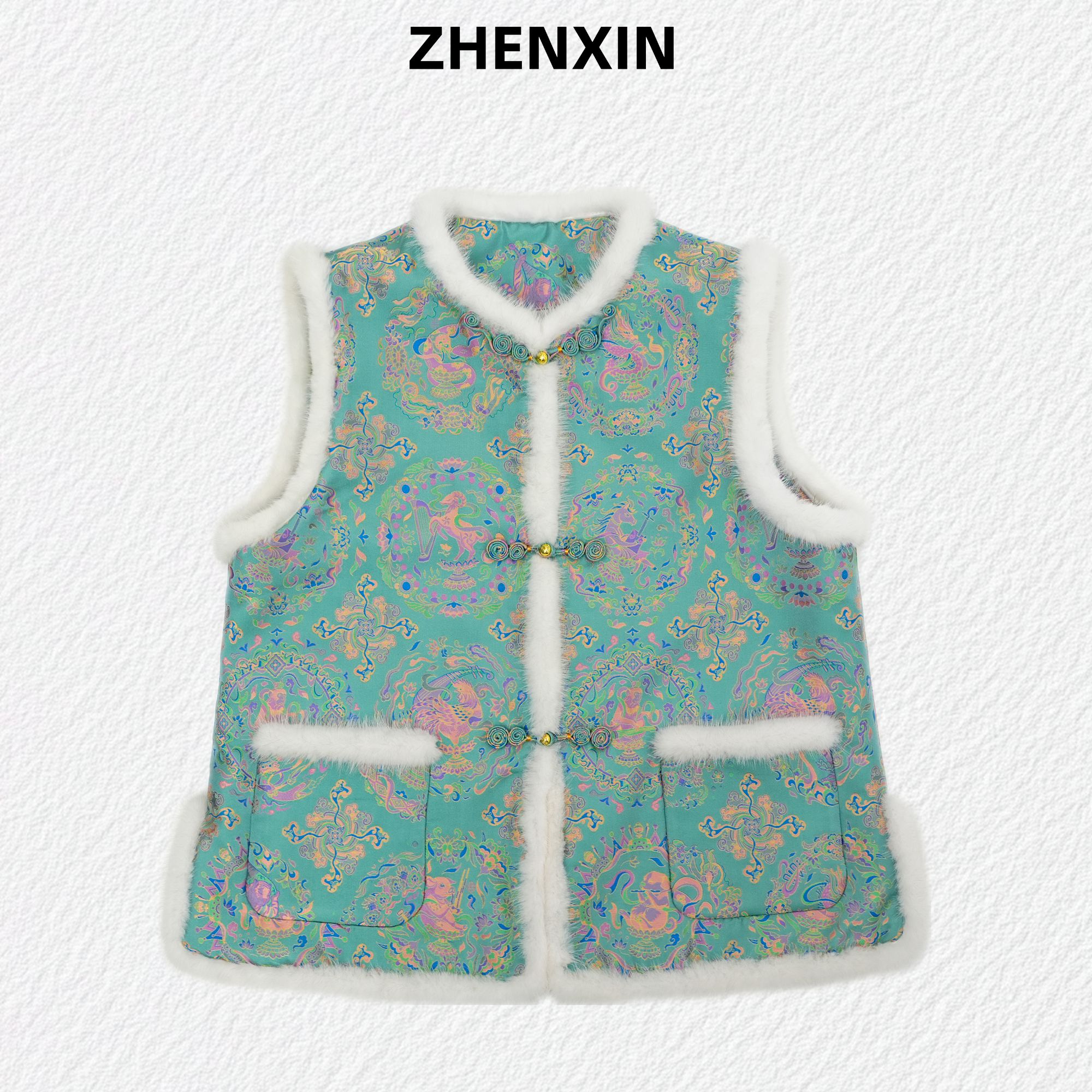 【十二生肖全家福】钱小萍宋锦马甲厚款新中式国风上衣秋冬百搭