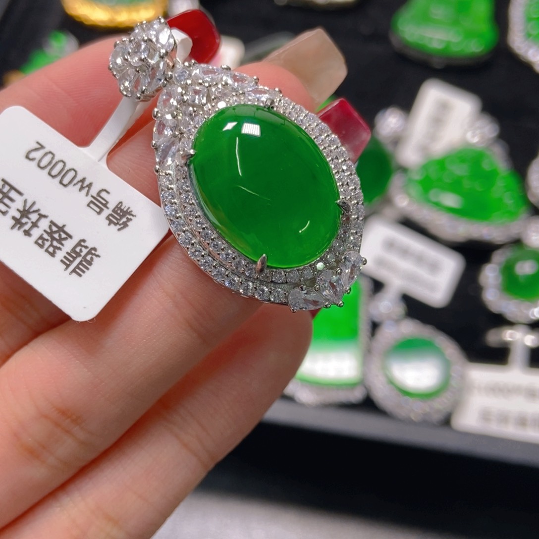翡翠吊坠(不含链)银S925镶嵌