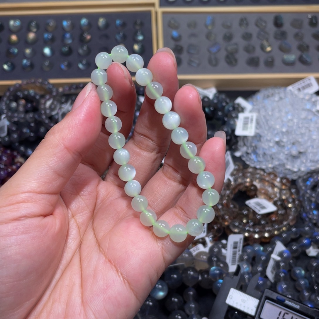 水晶手链未镶嵌绿体白月光手链7m