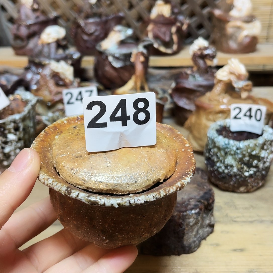 杯柴烧手捏粗陶盖碗