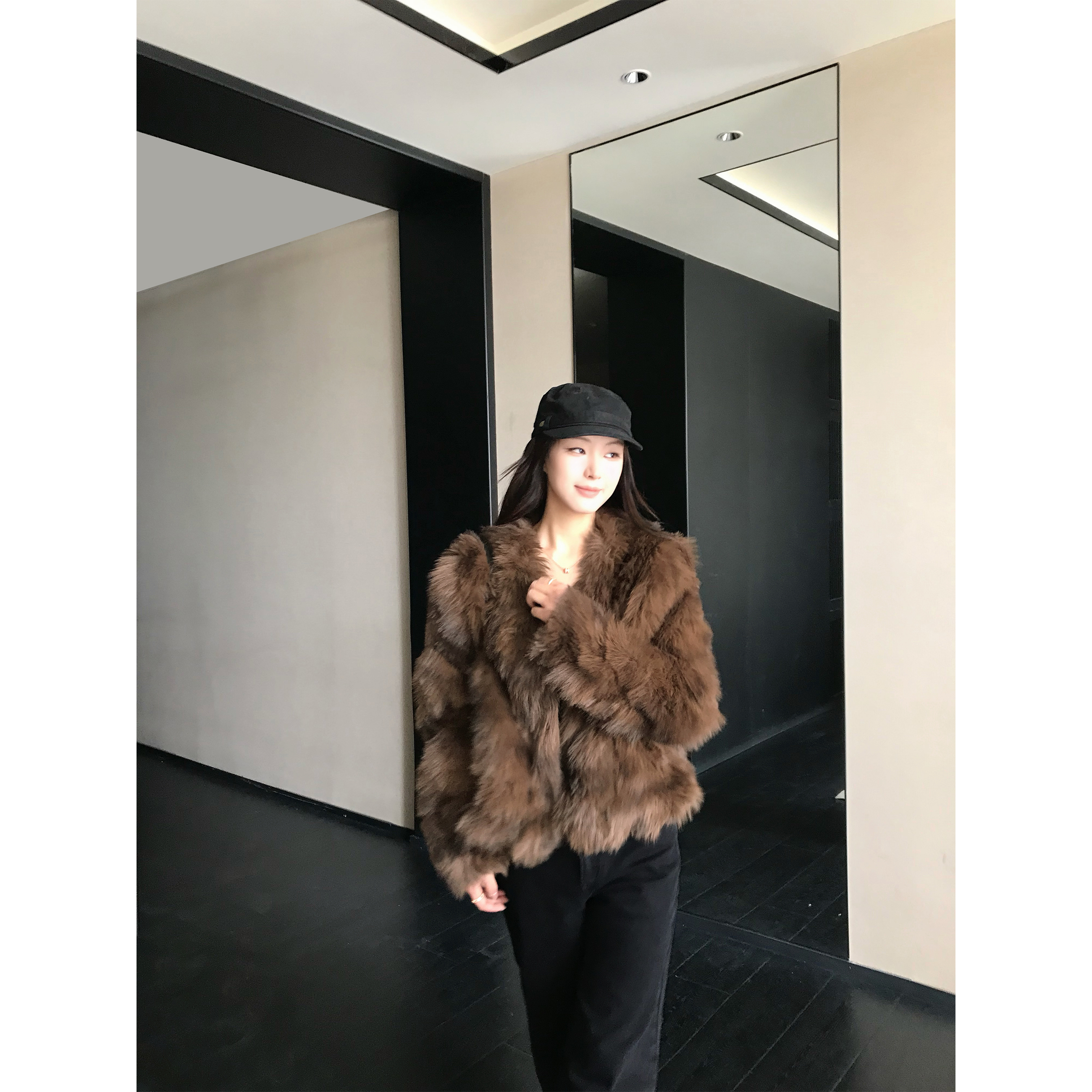 人造皮草 5werkwen 霜华映月2.0｜显瘦v领版以假乱真环保皮草44-59