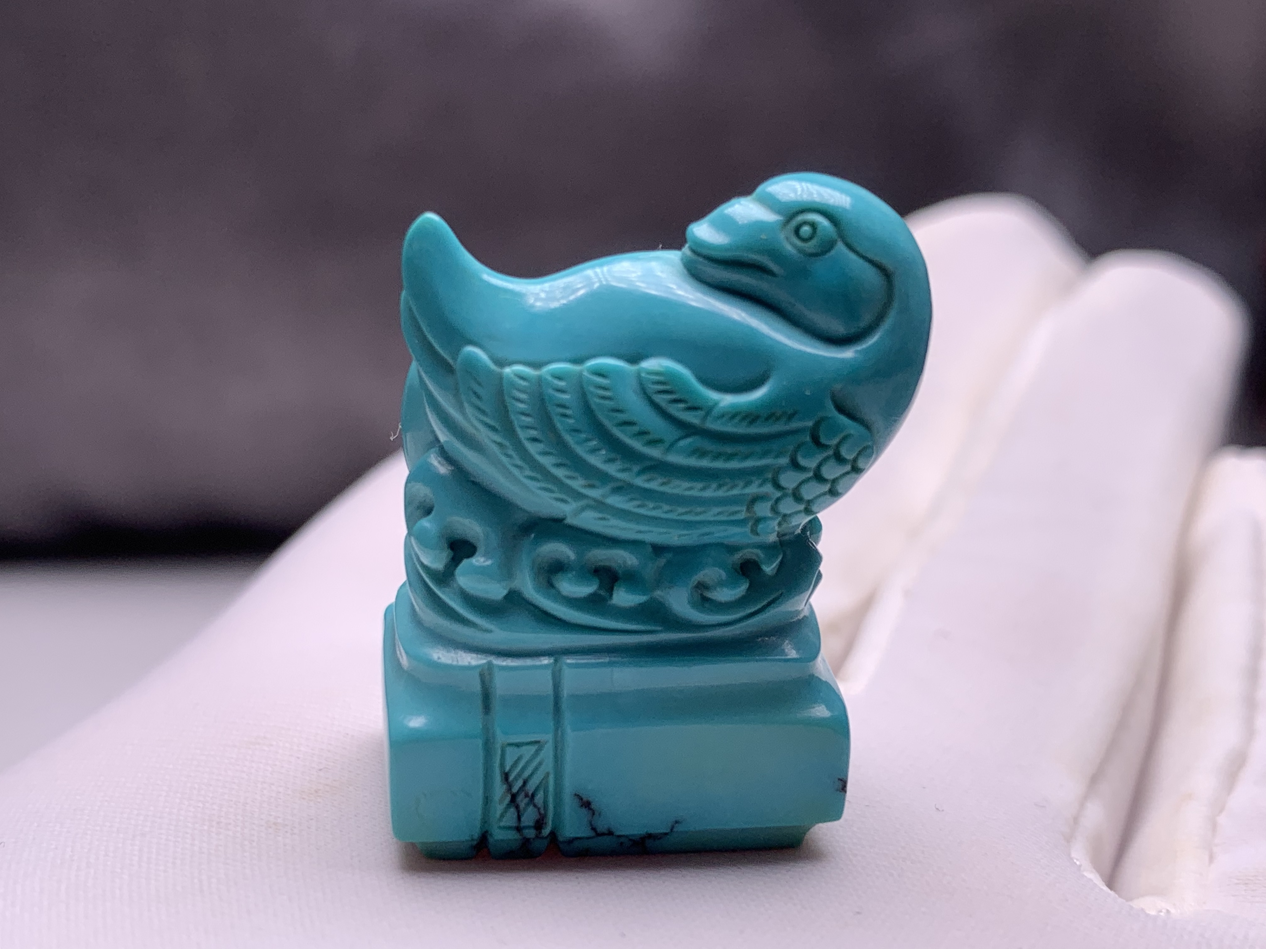 湖北高瓷蓝玉化天然雕刻件吊坠DIY印章