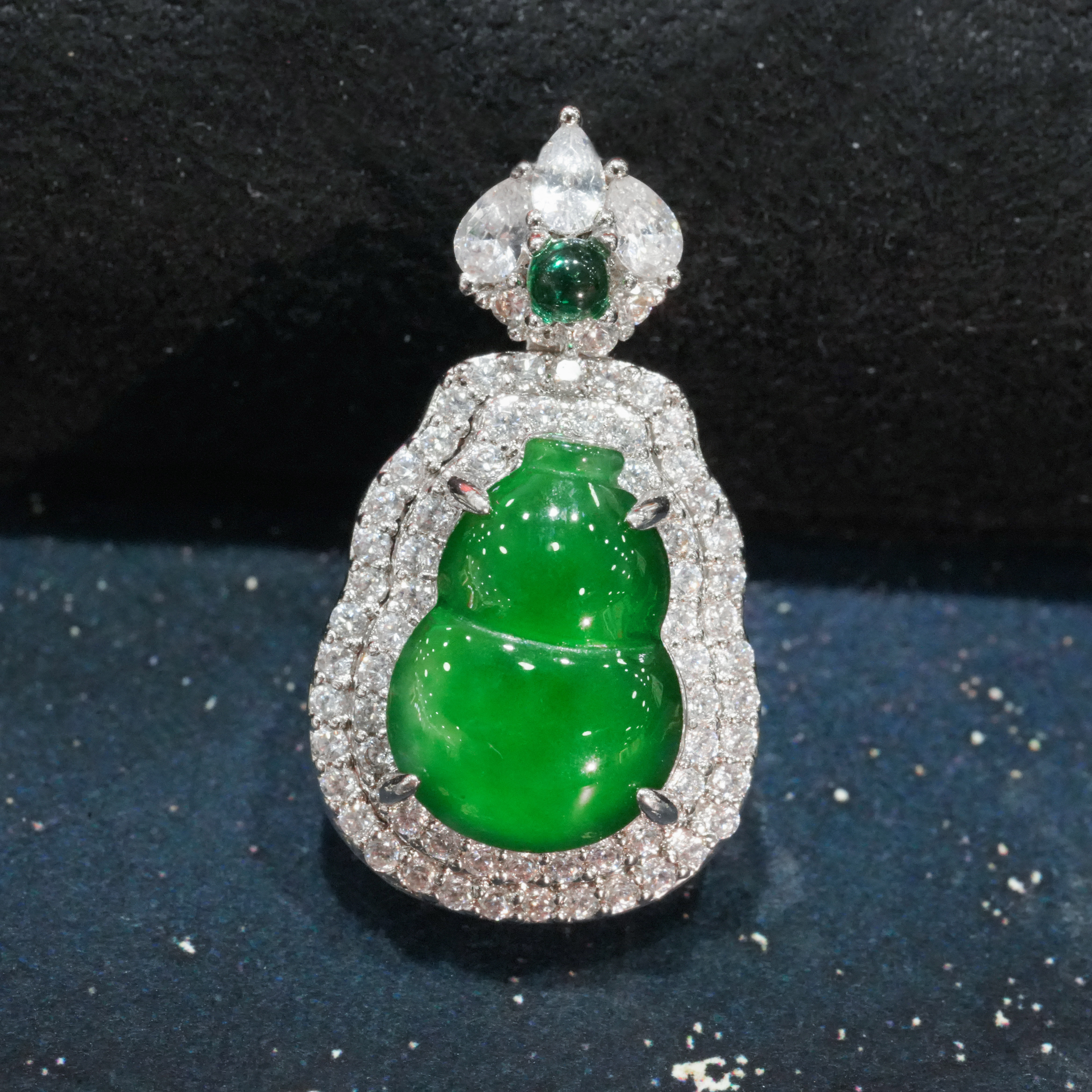 【中国好珍宝】天然A货翡翠气质葫芦吊坠镶嵌多样性发货其一不含链