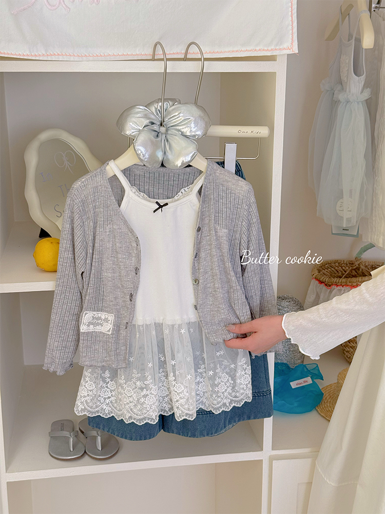 SY-68038-儿童时尚洋气百搭净色纽扣开衫（夏款）