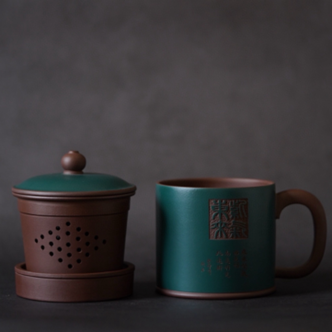 五件套盖杯紫气东来过滤内胆泡茶杯茶水杯主人杯高档家用茶具