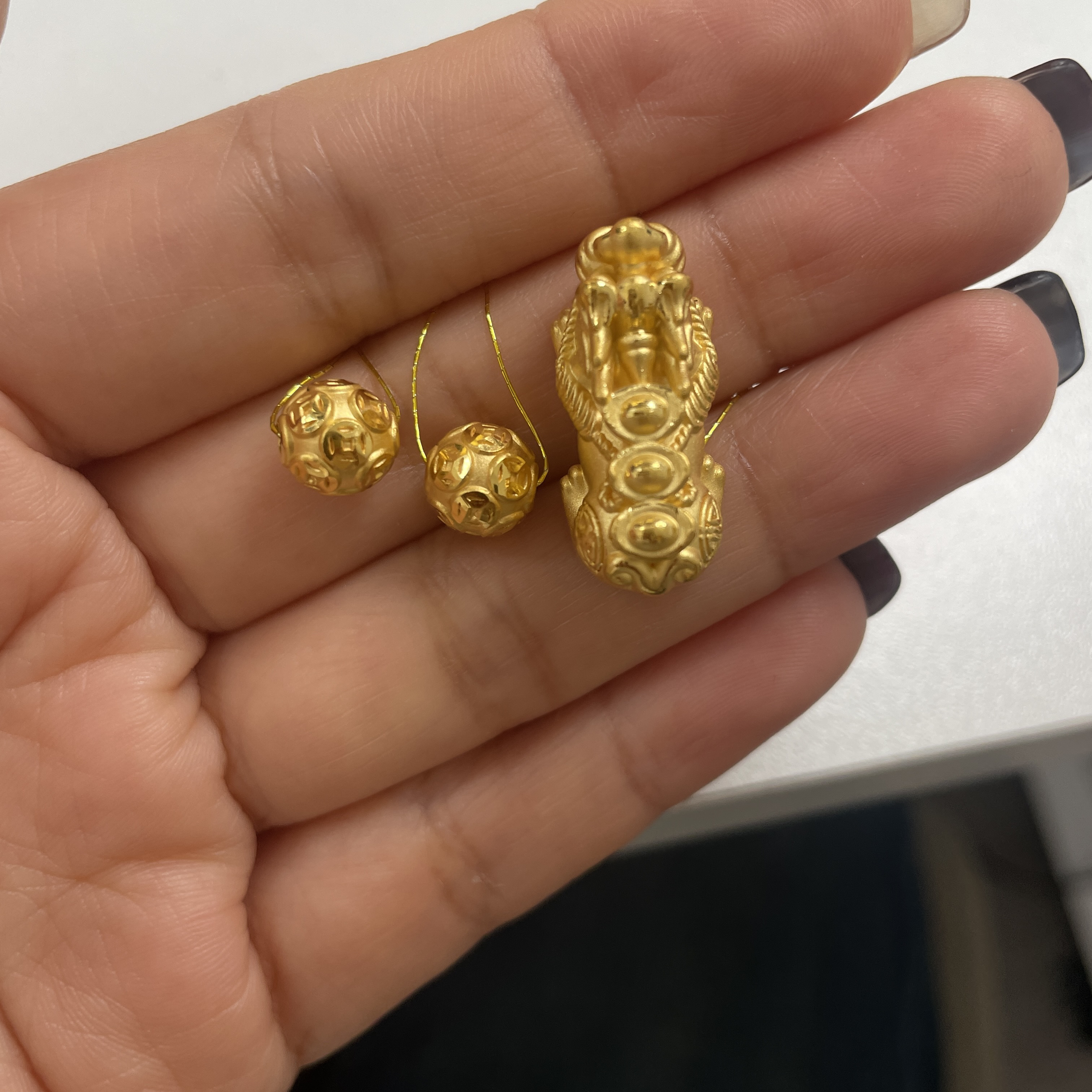 足金三元宝貔貅手串