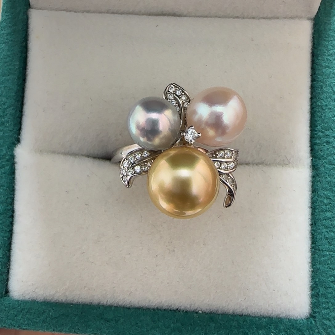 银S925镶嵌海水珍珠戒指