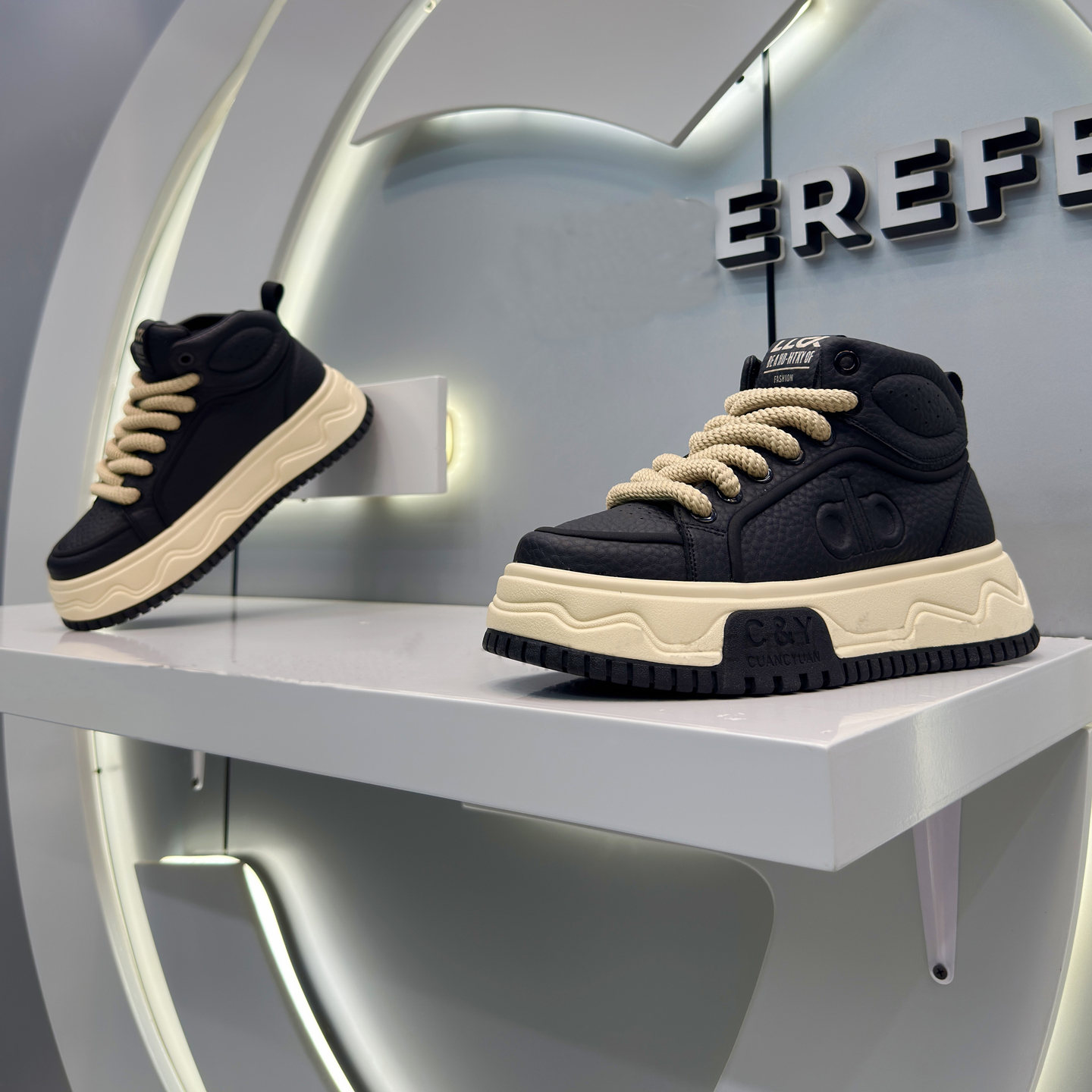 厚款胶粘增高格子拼色时尚休闲鞋男鞋运动鞋潮鞋男士百搭潮流厚底