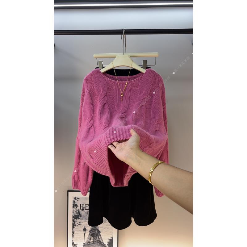 轻奢美丽诺羊绒羊毛》麻花一字领时尚韩版慵懒风松弛百搭-言一