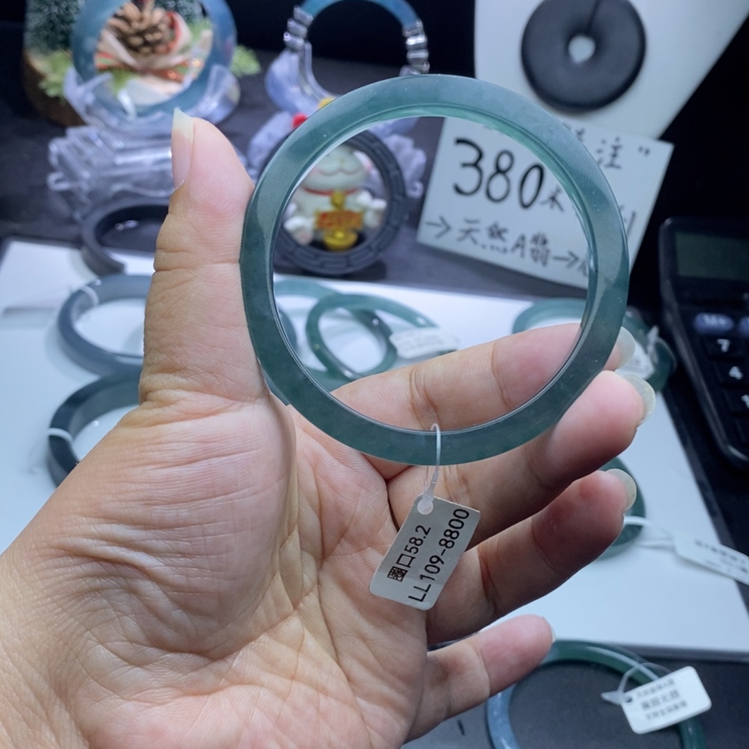 定制翡翠未镶嵌手镯海蓝方