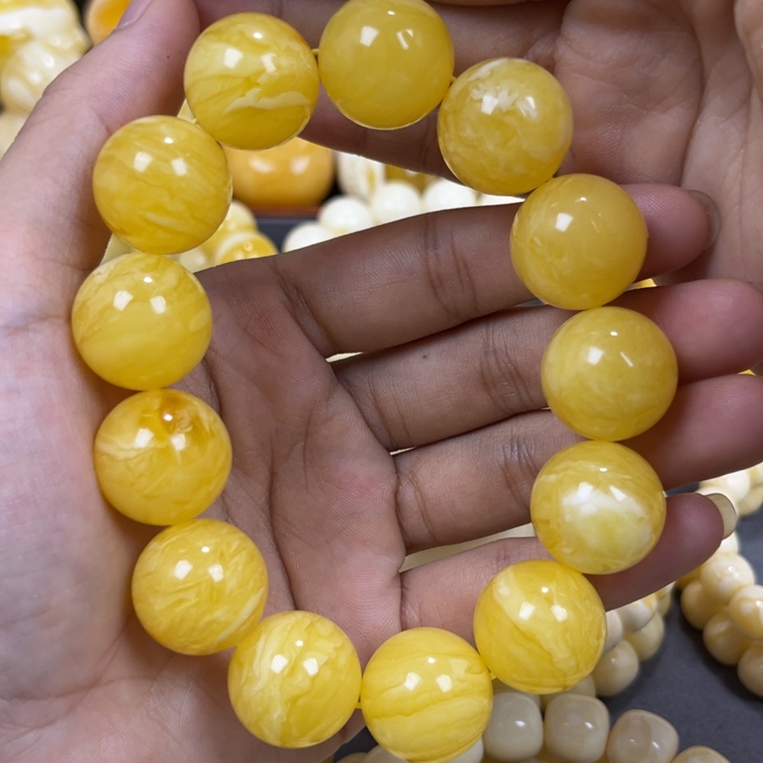 手串琥珀未镶嵌同料圆珠手串18mm