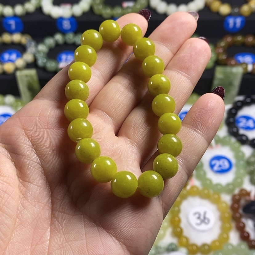 【闪购商品】蛇纹石玉手链未镶嵌卡10