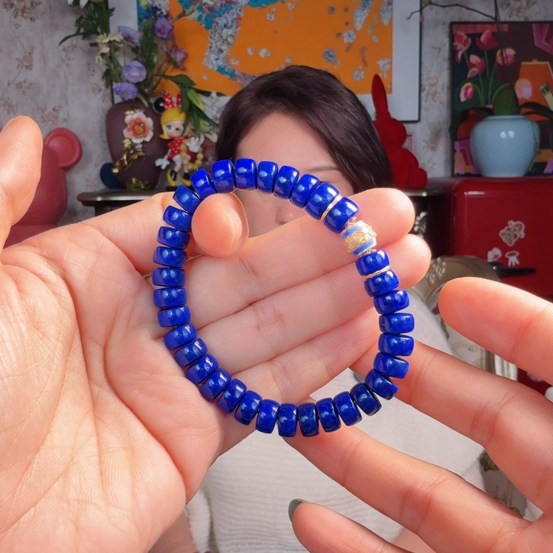 青金石手链18K金镶嵌手串