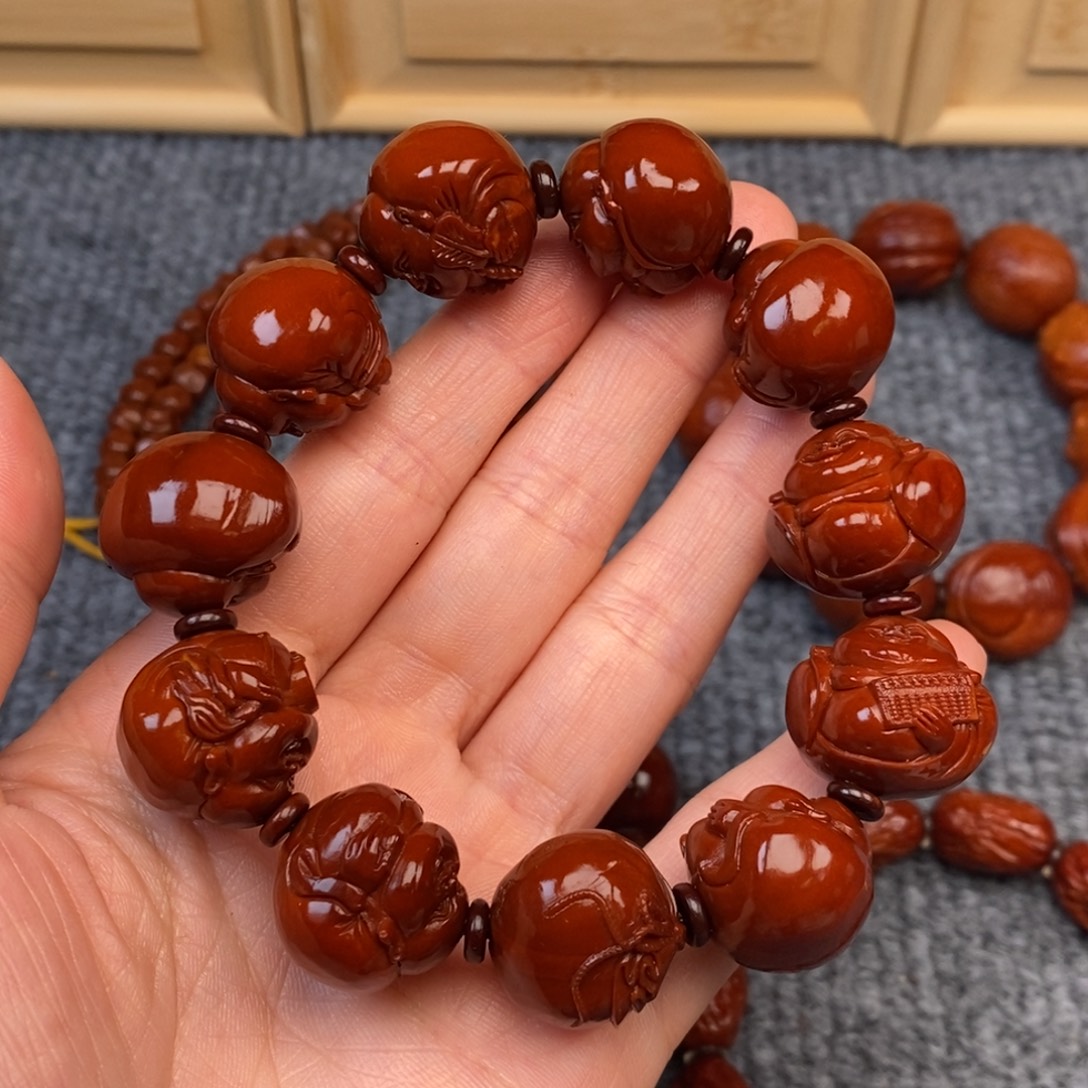 H***I手串/手链橄榄核八宝弥勒