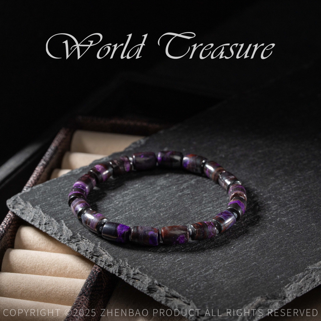 【补贴】 火焰纹丝绒舒俱来桶珠手串/6mm+/多样性发一/C3203/