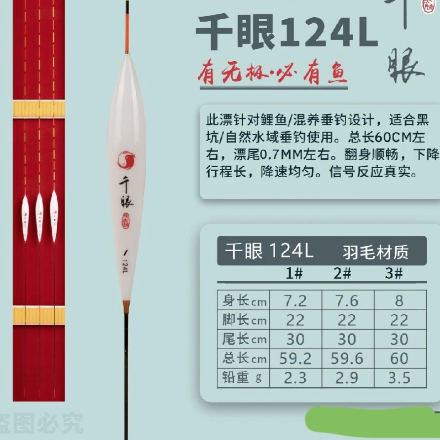 宋杰麟千眼124L孔雀羽浮漂