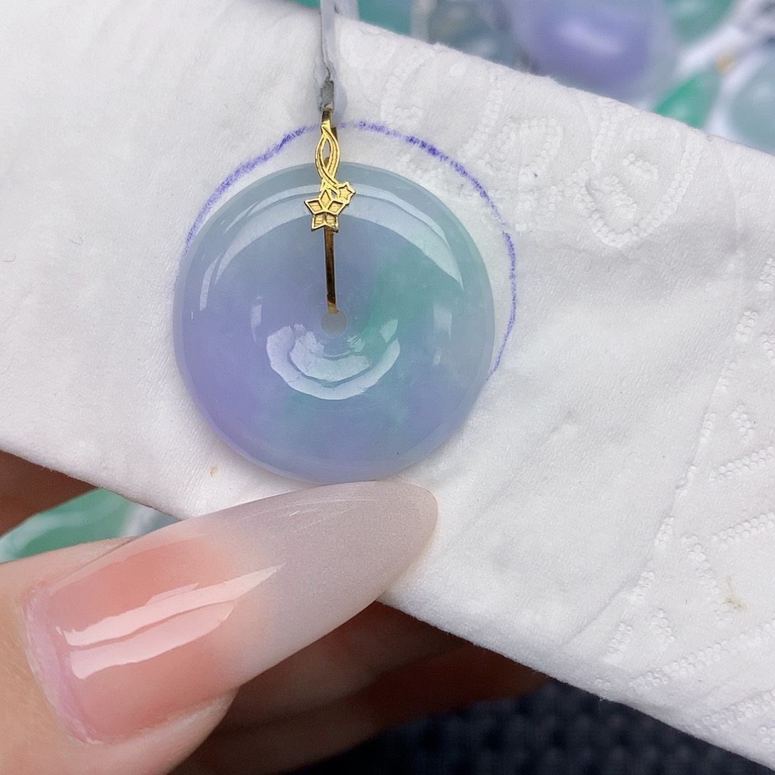 翡翠18K金镶嵌颈饰天然缅甸翡翠a货百元以上9元证书费自理