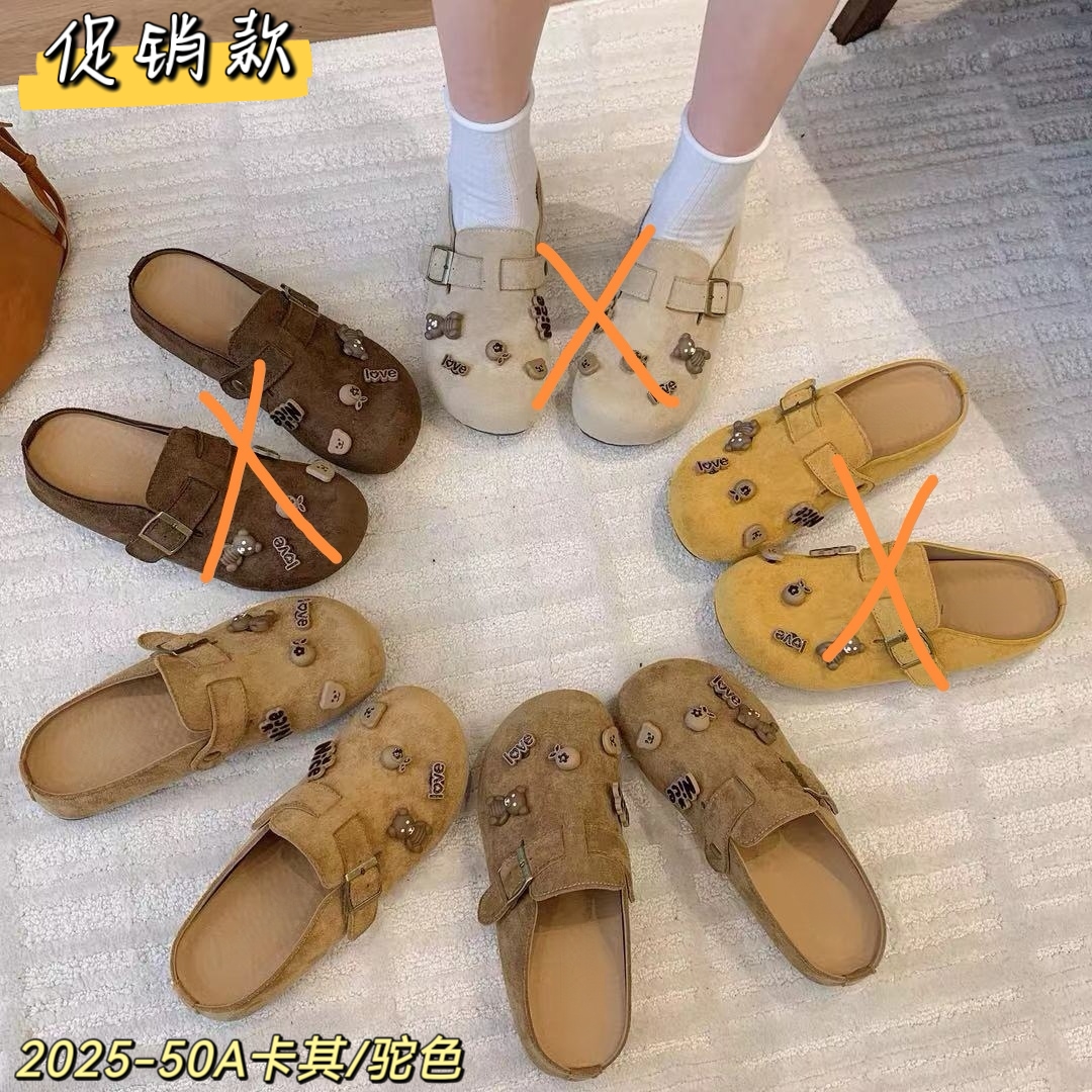 勃肯鞋2025秋季新款防水台卡通动漫搭扣包头拖INS风女纯色镂空