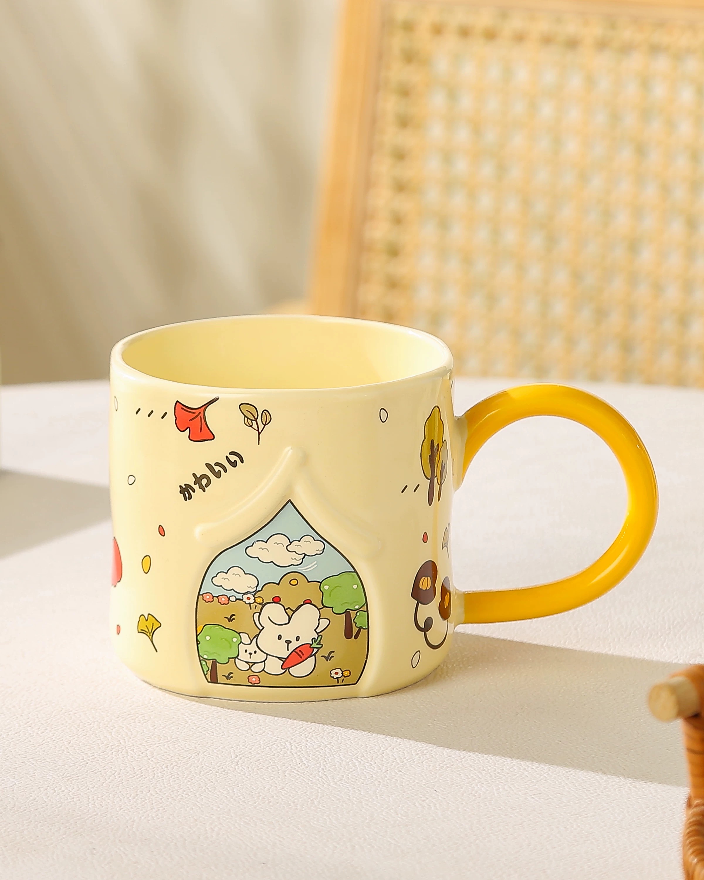 浮雕小屋卡通动物马克杯可爱陶瓷杯