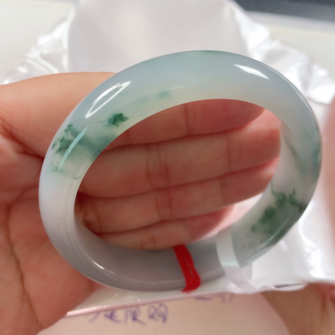 未镶嵌手镯翡翠有纹 高货瑕疵漏漏镯222