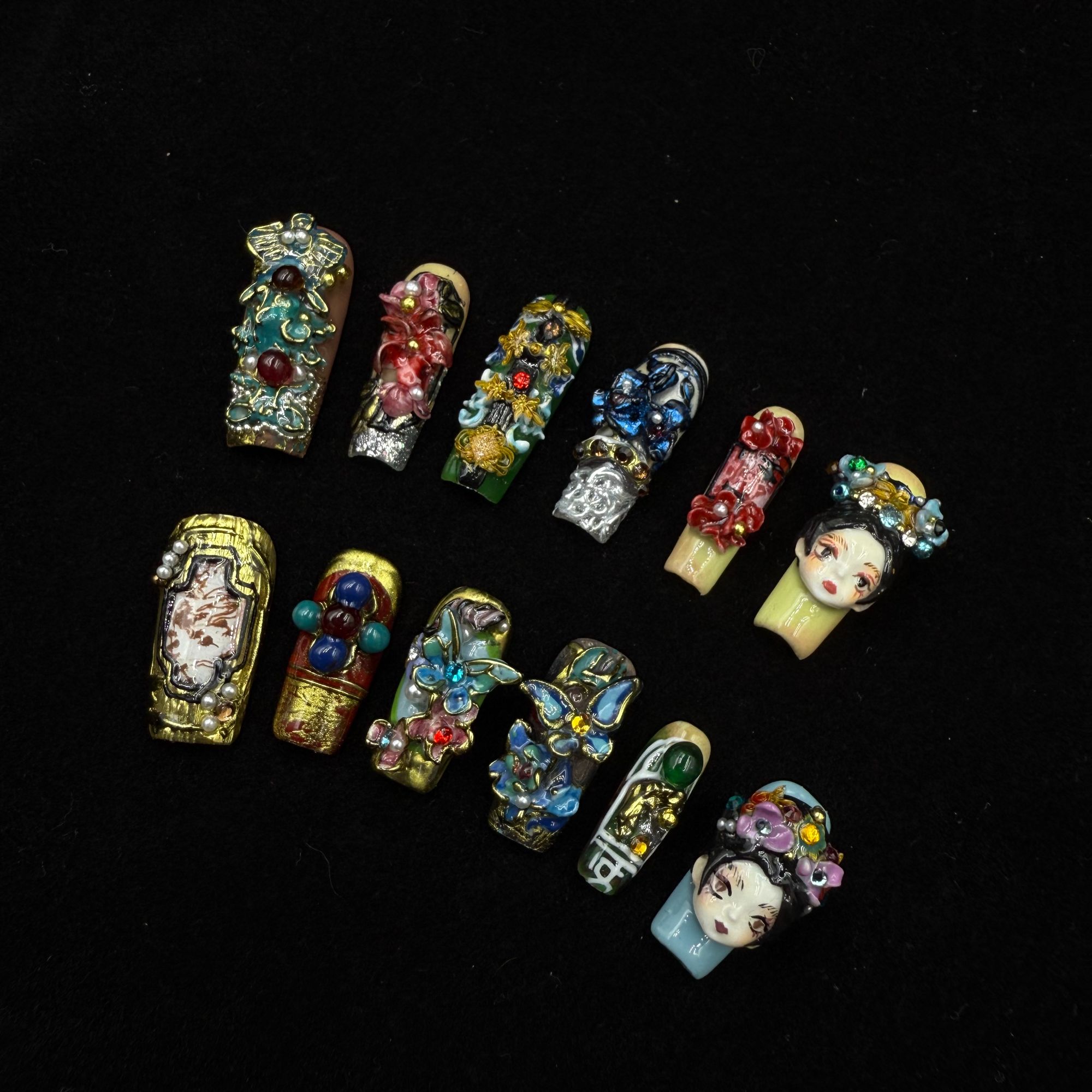 【Dandan出品】京韵宫妆12片 纯小众穿戴贴片 重工设计私定娃娃
