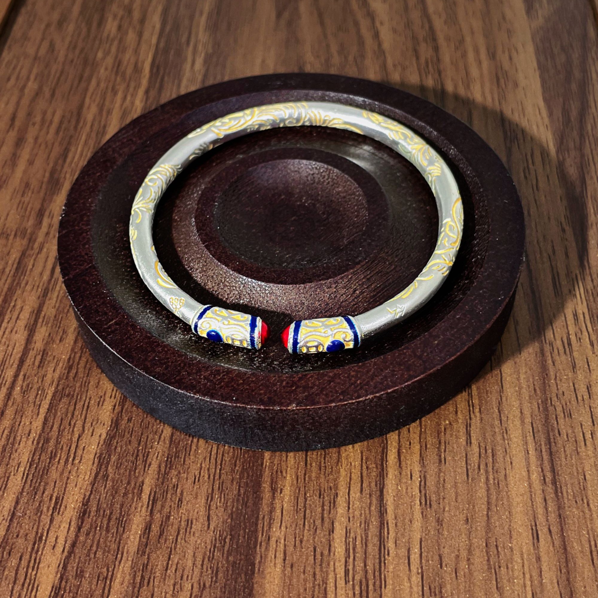 足银银制品 S158 珐琅彩金箍棒 开口直播间选款时尚百搭精美手镯