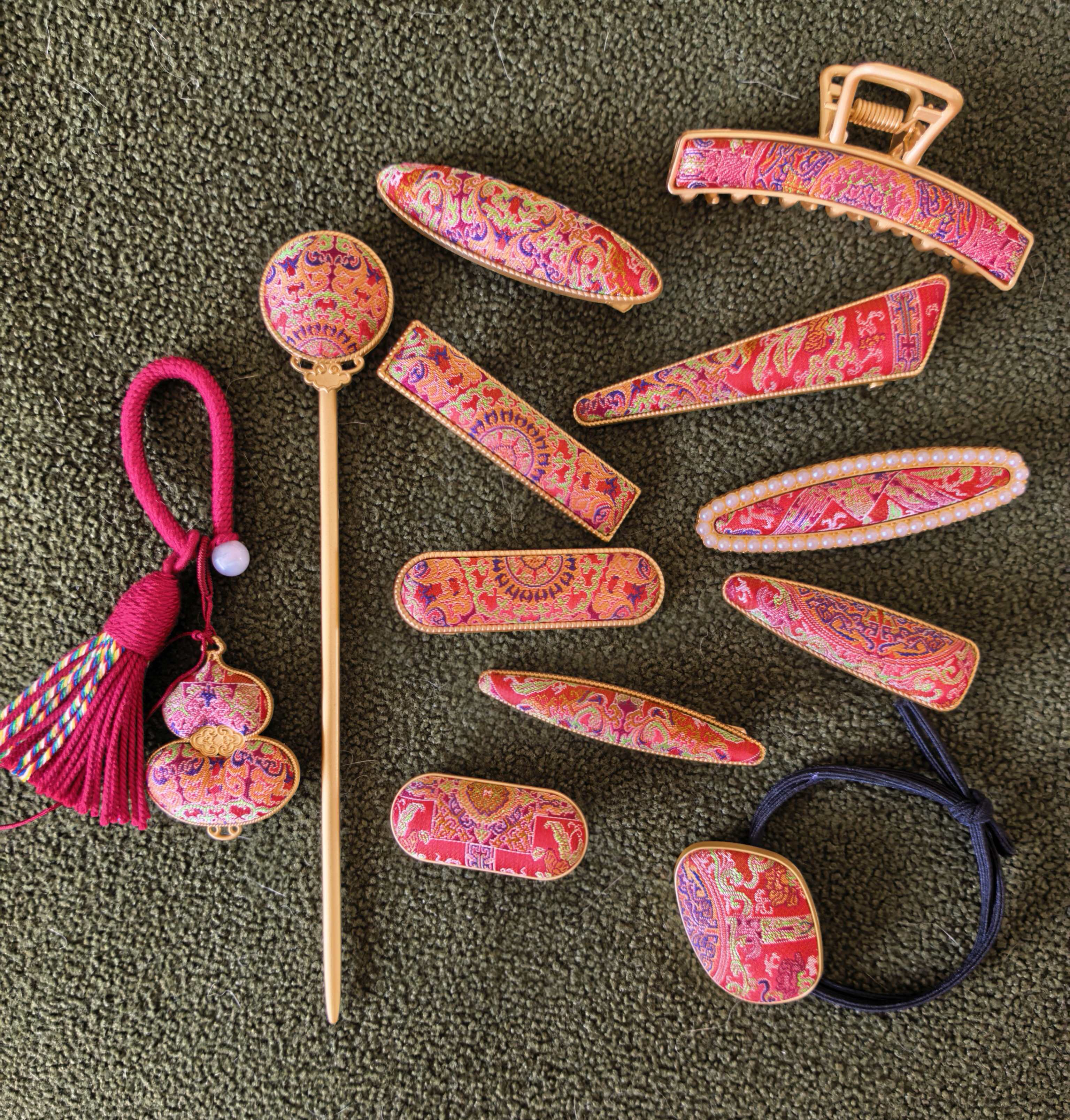 直播间专拍宋锦定制纯手工发饰发夹夹子（默认微瑕）不支持退换货