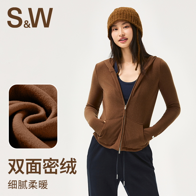 SW速惟拉链修身型连帽女薄款外套时尚立领健身女士1433