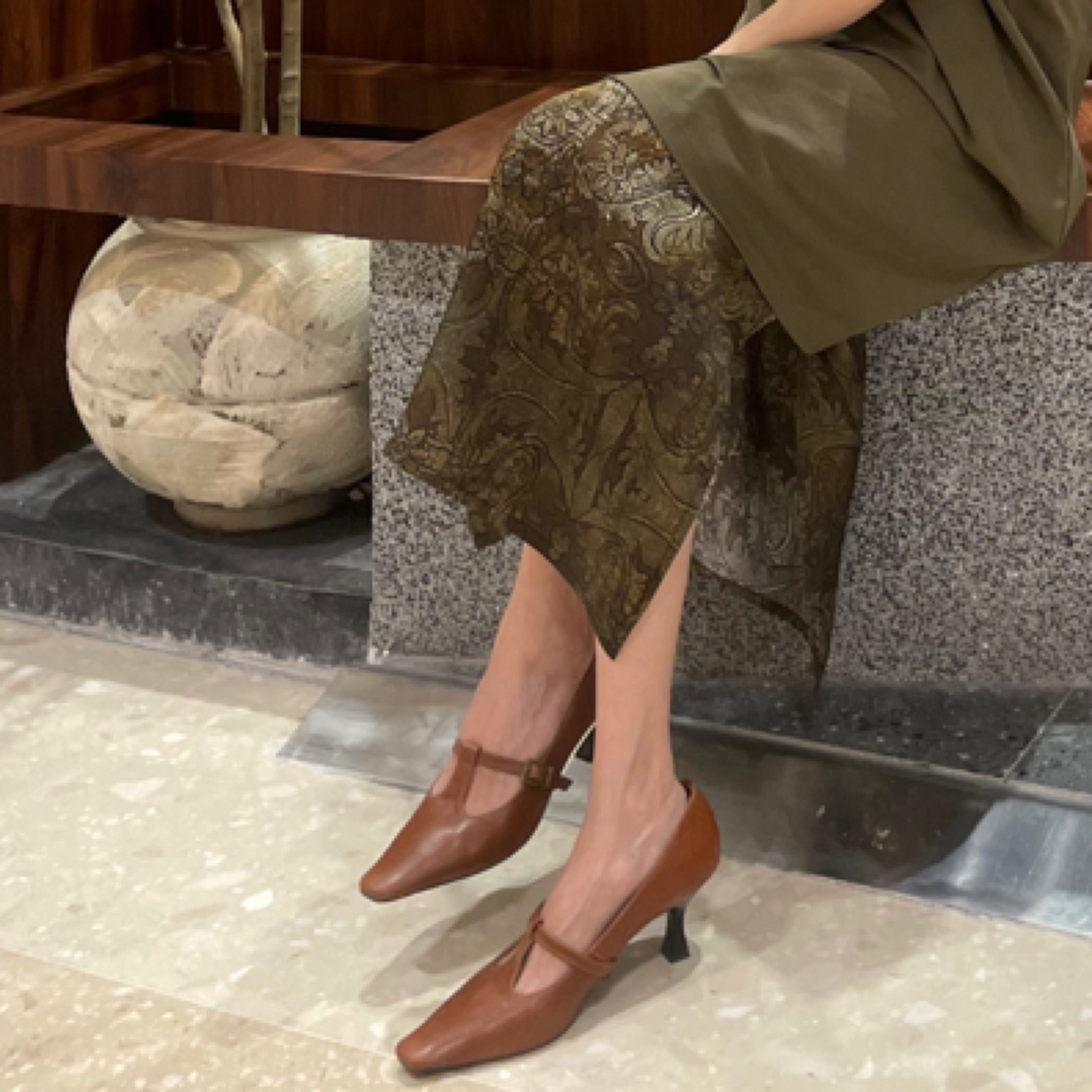 铜氨丝老钱风半身裙