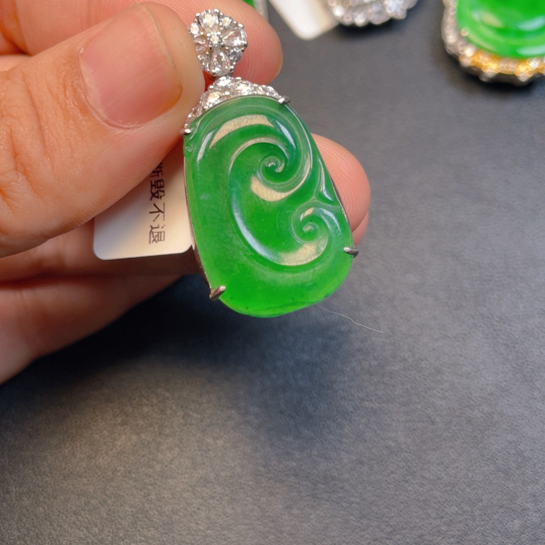 翡翠银S925镶嵌吊坠(不含链)