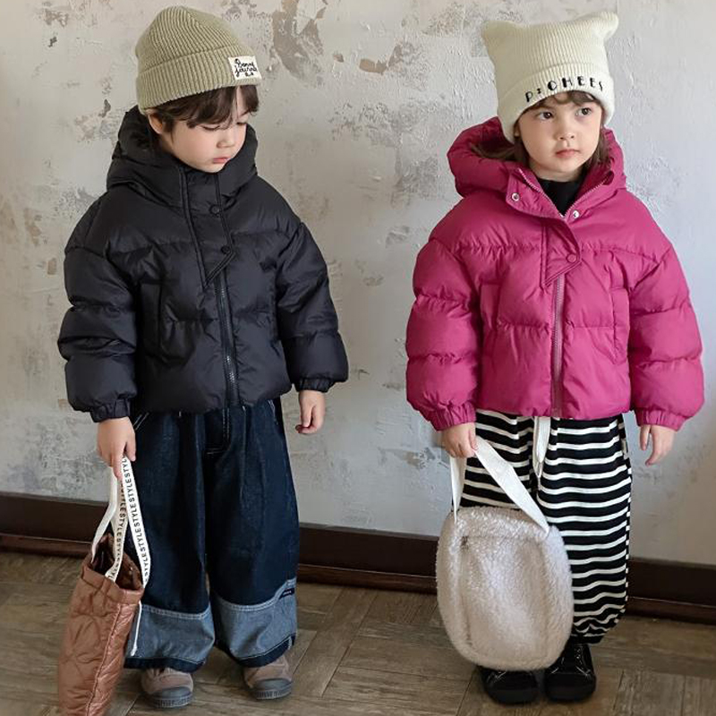 儿童绒服新款男女童宝宝韩版短款加厚冬季中小童装保暖连帽外套潮